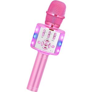 Amazmic Toys for Girls, Kids Karaoke Microphone Toddler Microphone for Kids with Lights, for Girls, Birthday Party Boys Toy Age 3 4 5 6 7 8+(Light Pink)