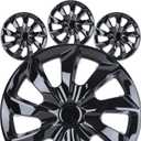 17" Premium Universal Wheel Rim Covers  Set of 4 Black Lacquer Hubcaps,ABS&PC Material Hub Protection Accessory,Snap-on Replacement Caps for Car,Pickup Truck,SUV - 17 Inch Black Lacquer