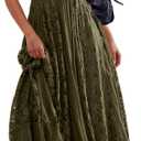 Gacaky Summer Dress for Women Casual Lace Floral Embroidered Bohemian Maxi Dress Flowy A Line Beach Long Dresses (Green) XL