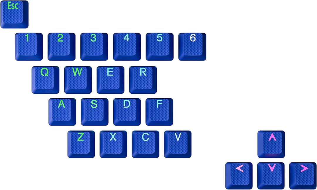 HK GAMING Rubber Backlit Doublesht Keycap Set | OEM Profile for Mechanical Keyboard (23 Keys, Dark Blue)