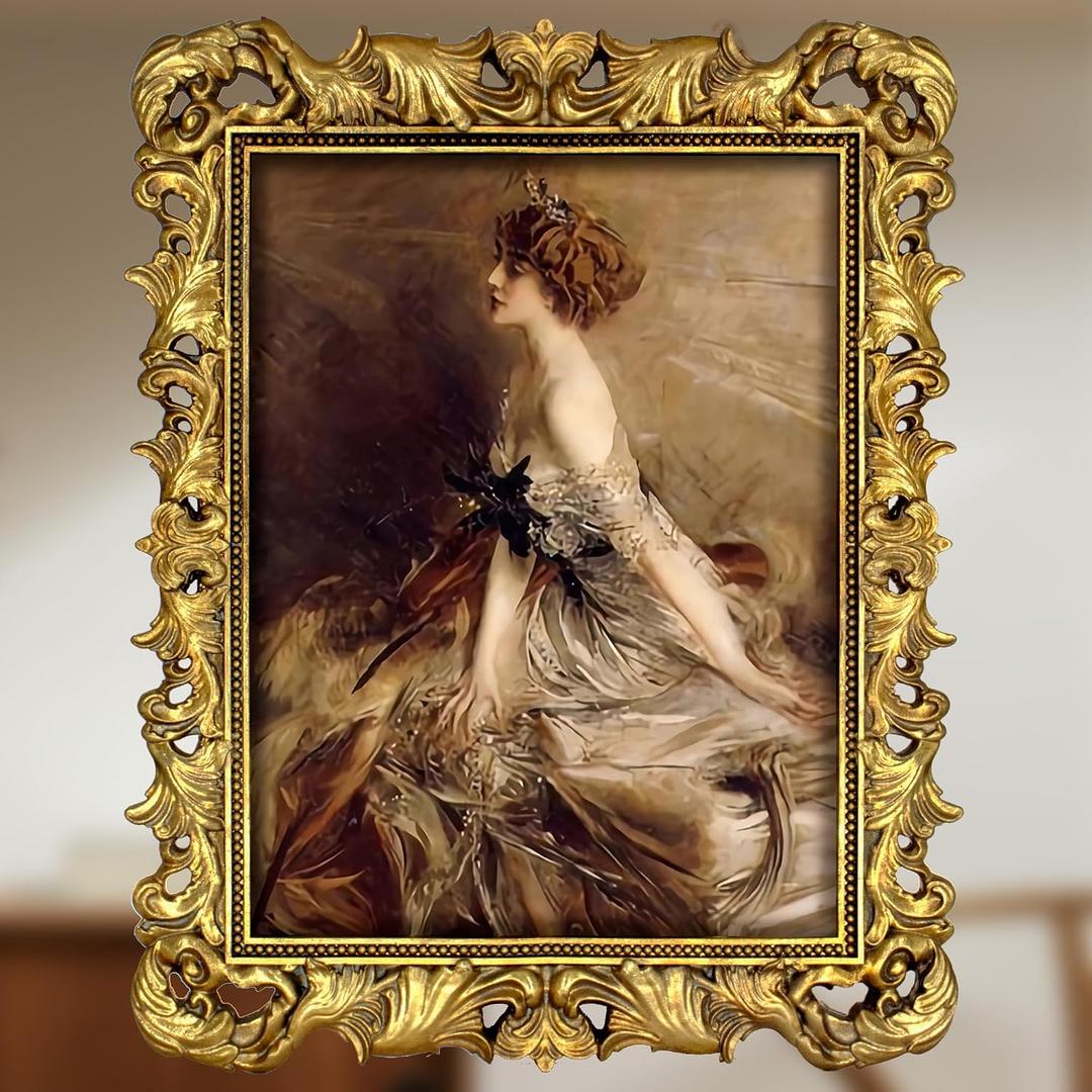 Gold 11x14 Picture Frame Vintage Ornate Picture Frames Antique Baroque for Wall Hanging, Fits 11x14 or Matted to 8x10 Photo