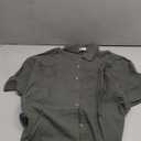 HOTOUCH Linen Shirts for Women Button Down Shirt Cotton Short Sleeve Collared Loose Fit Blouse Drop Shoulder Casual Tops, Green, Large