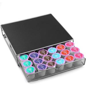 ROWISE Coffee Pod Drawer, K-Cup Holder Drawer for 36 Coffee Pods Storage, Under Coffee Pot Storage and Sliding Drawer, Office or Home Kitchen Counter Organizer