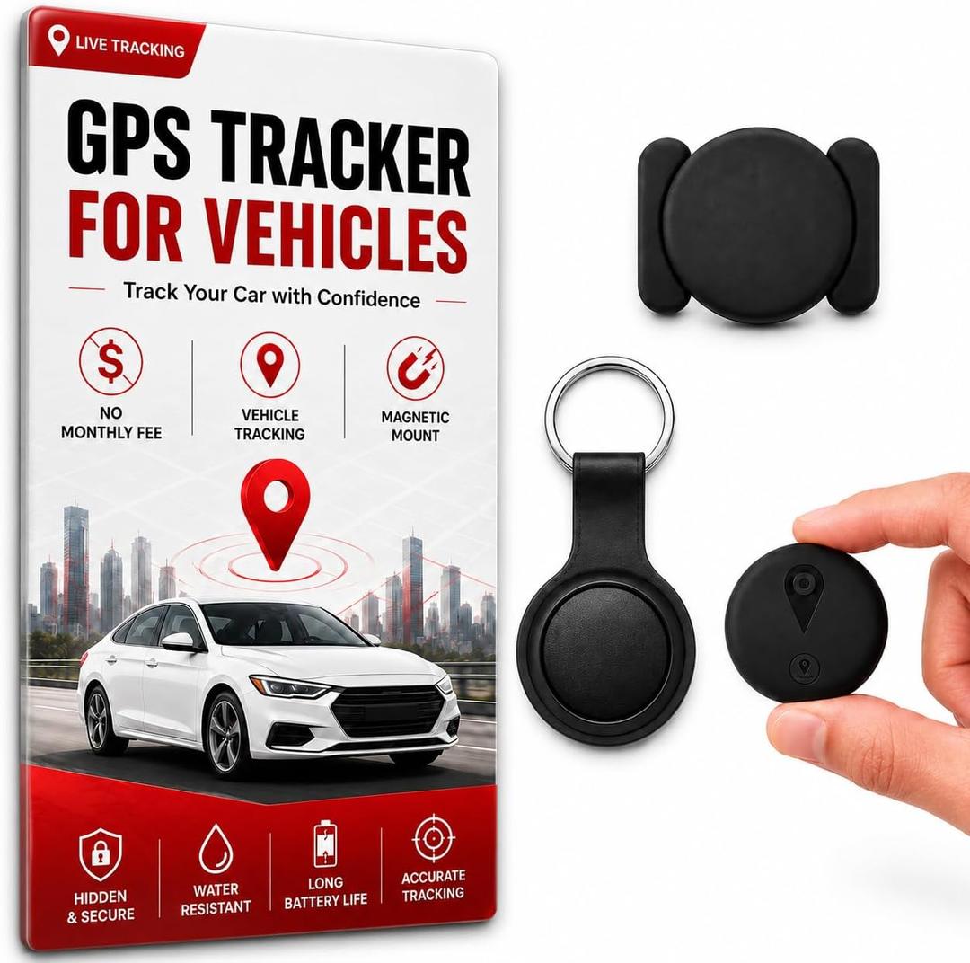 GPS Tracker for Vehicles, No Monthly Fee or SIM Card Needed, Magnetic GPS Locator for Cars, Trucks and SUVs with IP67 Waterproof Case, Precise Location Tracking, 365-Day Battery Life, iOS Only (Black)