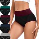 DUKAWA Underwear Women High Waisted Cotton Soft Tummy Control Panties C Section Postpartum Briefs Ladies Multicolor Plus Size 6, Medium