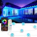 300ft Permanent Outdoor Lights for House, App & Remote Control, RGB Smart Eaves Lights IP68 Waterproof for Christmas, Holiday, Daily Decor, 100LEDs