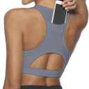 Sports Bras for Women High Support Push up Yoga Bra with Removable Cups Workout Running Bra with Pockets (US, Alpha, Medium, Regular, Regular, M, Gray) (M)