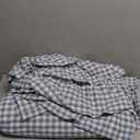 Dust Blue White Plaid Ruffled Table Cloth Rectangular for Seat 8-10, 100% Washed Cotton Buffet Cottage Coquette Checker Gingham Vintage Decorative Tablecloth - 120"x60"