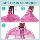 Alvantor® Pop Up Playpen 7'x7'x44”Baby Playpens Large Kids Play Tent Portable, Foldable Playpen Indoor/Outdoor Mesh Play Yard, Infant Mosquito Net, UV SPF 50+ Sunshade, Soft Foam Floor, Pink