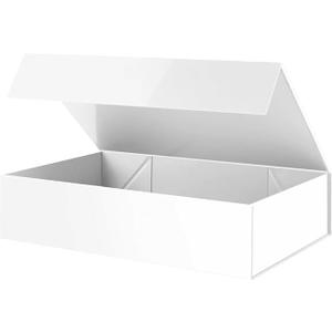PACKHOME Extra Large White Gift Box 17.5x11.3x4.3in with Magnetic Lidsturdy cardboard,glossy finish,extra large capacity,reusable for clothing gifts,special occasions