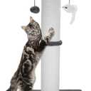 Cat Scratching Post 34 Inches Heavy Duty and Thicker Cat Scratching Post Cotton Rope with Hanging Ball and Mice Scratching Post for Indoor Cats and Adult(Grey)