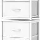 DAOUTIME 2-Pack Stackable Storage Drawers (4 Drawers Total), White Closet Organizer with Wooden Top & Metal Frame, Freestanding or Stackable Dresser for Bedroom, Living Room, Under Bed