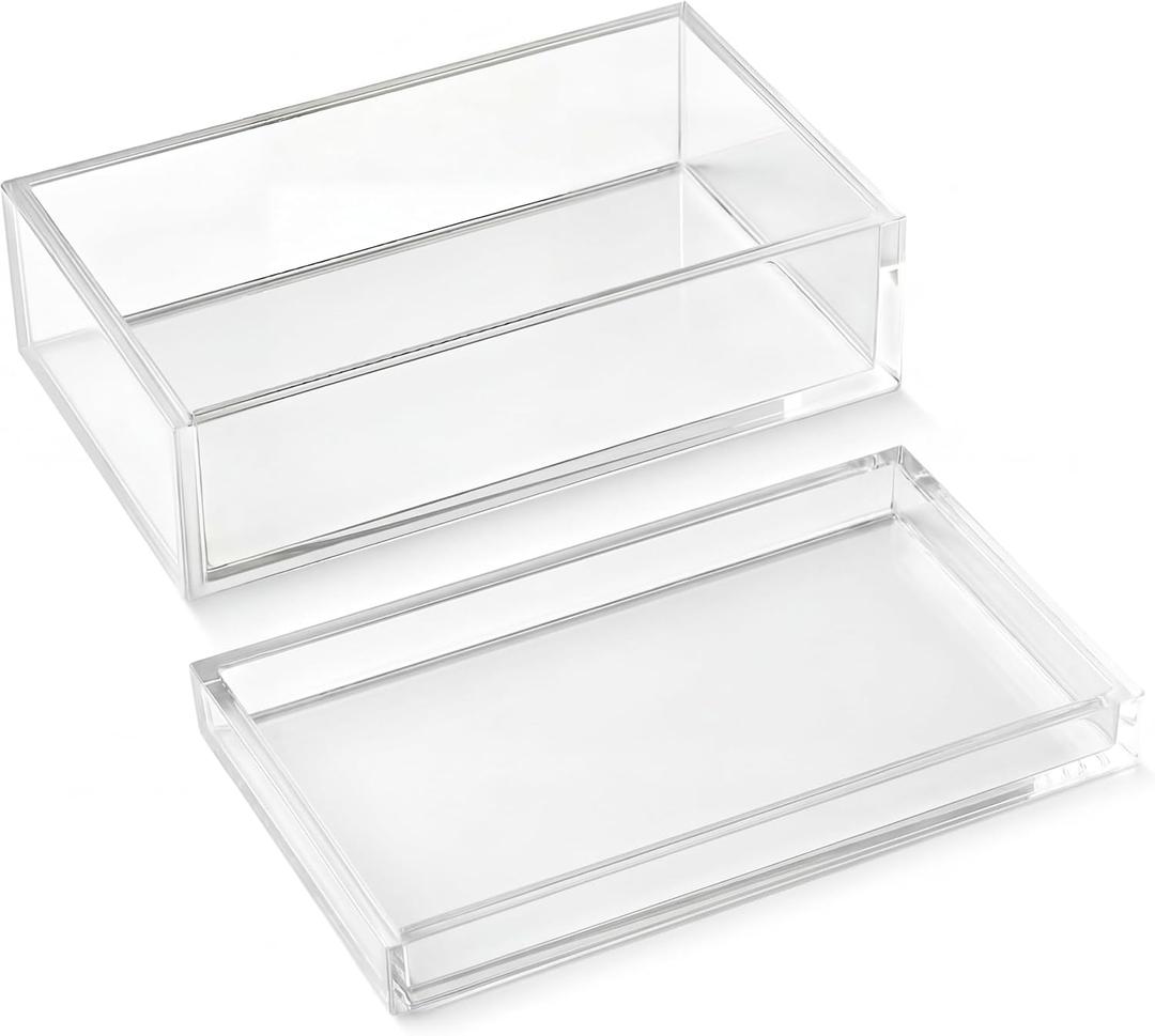 Mifoci Scalloped Acrylic Mahjong Case Only for 1.2 x 0.9 x 0.5 Inch American Mahjong Tiles, Empty Transparent Display Box for 160 Mah Jong Tiles (Box Only)