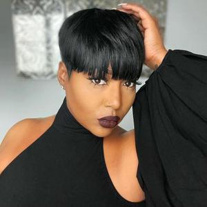 Short Pixie Cut Wigs for Black Women Short Black Pixie Wig Synthetic Short Straight Hair Wigs for Black Women Natural Black Hairut Wig None Lace Front Wig(Natural Black)