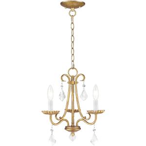 Livex Lighting 40873-48 Daphne 3 Light AGL Mini Chandelier, Antique Gold Leaf, 13.88"l X 13.88"w X 14.88"h