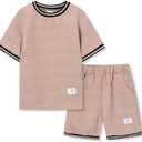 KIDLAGA Boys Clothes 2PCS Outfits Color Block T Shirt & Shorts Teen Boy Clothes Kids Summer Clothing Sets Sizes 8-9Y
