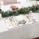 Dish Drying Mat for Kitchen Counter,16"x24" Absorbent Coffee Bar Mat Dish Drainer Rack Mat with Christmas tree and Saint Claus Printed for Kitchen Countertop Decor (Beige White, 16"x24")