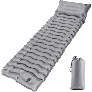 Sleeping Pad, Ultralight Inflatable Sleeping Mat with Pillow & Foot Pump, Extra Thick Compact Camping Mattress for Hiking, Backpacking & Tent Use(Gray), Single