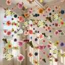 XunYee 6 Pcs 35.4 ft Flower Garlands Artificial Wildflower Vines Floral Hanging Backdrop Fake Flower Garlands Faux Silk Wildflower Vine for Wedding Bridal Shower Home Garden Wall Arch Decor(Boho)