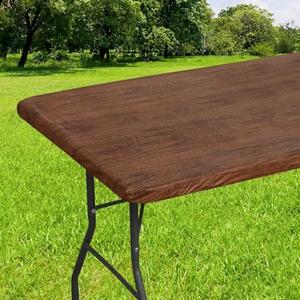 Smiry Rectangle Picnic Tablecloth, Waterproof Elastic Fitted Table Covers for 6 Foot Tables, Wipeable Flannel Backed Vinyl Tablecloths for Camping, Indoor, Outdoor (Brown, 30x48 Inches)