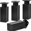 4 inch / 10cm Metal Furniture Legs, Pack of 4 Modern Adjustable Aluminum Alloy Square Replacement Feet for Home DIY Projects Couch Sofa Cabinet Nightstand TV Stand Black