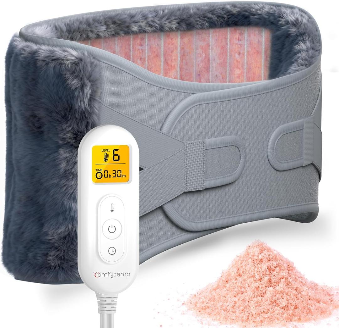 Comfytemp Himalayan Salt Weighted Heating Pad for Back, Electric Moist Heated Pad for Period, Birthday Day for Women Mom Men Dad, Consistent and Even Warmth, Heat Waist Belt - 6 Heat Levels & 7 Timers