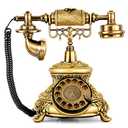 WICHEMI Vintage Phone Retro Rotary Dial Phones Landline Telephone Old Fashion Antique Phone Old School Telephones for Home Office Cafe Bar Star Hotel Decor (Golden)