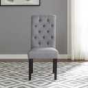Roundhill Furniture Leviton Solid Wood Tufted Dining Chair, Set of 2, Light gray