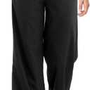 keriffe Women's Wide Leg Casual Palazzo Pants High Waist Summer Flowy Beach Pants Dress Trousers with Pocekts (Black, XL)