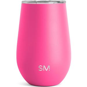 Simple Modern Wine Tumbler with Lid | Cute Stemless Glass Cup with Press-In Lid | Insulated Stainless Steel Coffee Mug | Gifts for Women Men Him Her | Spirit Collection | 12oz | Raspberry Vibes 2 Pack