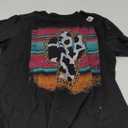 Western Leopard Cheetha Serape Cow Cactus Turquoise pink T-Shirt (Small, Black)