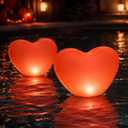 TIALLY Floating Pool Lights Solar Powered - Red Heart Solar Pool Lights, Waterproof Inflatable LED Light Decor, Romantic Night Light Float Decorations for Pools, Garden, Patio (2 Pack)