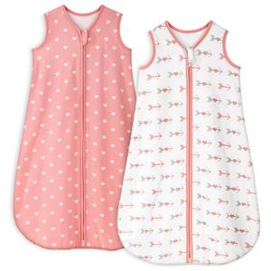 Yoofoss Baby Sleep Sack 0-6 Months TOG 1.0 Baby Wearable Blanket, 2 Pack 100% Organic Cotton Infant Toddler Sleeping Sack 2-Way Zipper Lightweight Sleep Sack (Small)