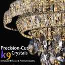24" Gold Crystal Flush Mount Chandelier with Remote