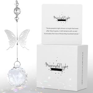 Modern Memorial Gifts: Bereavement Gift Ideas - Symbolic Rainbow Crystal Suncatcher, Funeral Gifts For Loss Of Loved One (Butterfly)