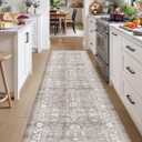 DEXI Kitchen Floor Mats Cushioned Anti Fatigue Runner Rug Grey Floral, 107"L x 23"W x 0.4"Th