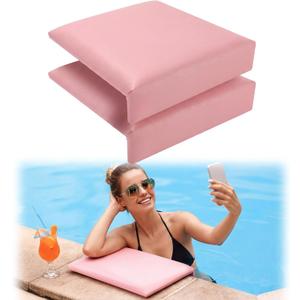 Novabright 2 Pcs Pool Seats for Edge of Pool Poolside Seating Mat with Soft Foam Pad Anti-Slip Cushion Waterproof Bath Seat Chair Poolside Accessories for Summer Outdoor Beach (Light Pink,12 Inch)