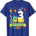 Three 3yr 3rd Kids Boys Girls Train Birthday Boy 3 Years Old T-Shirt 4T