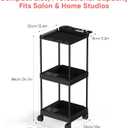 Metal 3 Tiers Salon Rolling Tray,Salon Tray on Wheels,Hair Extension Holder Salon Trolley,Hairstylist Tool Storage Cart for Salon(Black)