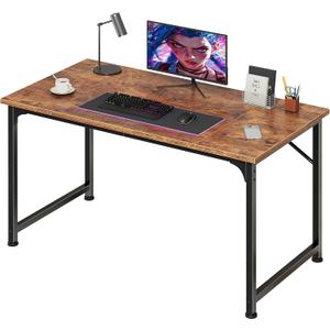 PRAISUN 40 Inch Computer Desk, Office Desk, Spacious Desktop, Rustic Brown, 39INCH