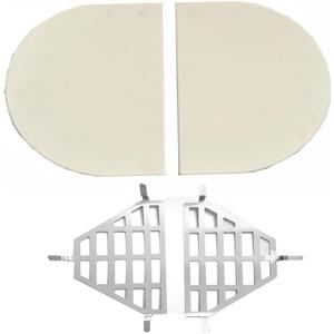 SCPR324 (2-Pack) Ceramic Primo Grill Accessories for Primo Oval XL Grill Parts G420 G400 Heat Reflector Plates Deflector Drip Pan Rack Pizza Stone Holder Kamado XL Oval Grill Accessories