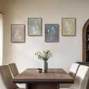 Framed Boho Botanical Wall Art for Living Room, 4 Piece Rustic Floral Canvas Painting Prints, Vintage Minimalist Neutral Flower Artwork for Modern Farmhouse Bedroom Dining Room Office Wall Decor, 12" W x 16" H x 4Pcs