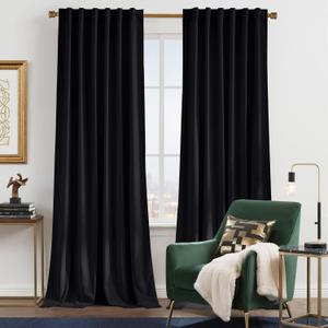 NICETOWN Insulated Black Out Velvet Curtains 108 inches for Patio, Solid Modern Heavy-Duty Large Window Treatments Drapes for Home Theater/Home Office/Shared Space (2 Panels, 108 inches Long)