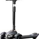 Large Kids Scooter, Toddler Scooter for Kids 3-18 & Adults, Safe Dual Brakes (Foot Brake/Hand Brake) & Bluetooth Music with Lights, 5-Level Adjustable & One-Click Folding Kick Scooter.