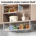 Expandable Under Shelf Basket Organizer, Under Shelf Storage, Hanging Baskets Under Cabinet for Pantry Kitchen Cupboard Desk Counter Bookshelf Space Saver Heavy Duty Slide-in (White, 2 Pack)