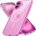 JETech Magnetic Case for iPhone 16 Plus 6.7-Inch Compatible with MagSafe, Shockproof Phone Bumper Cover, Anti-Scratch Clear Back (Pink)