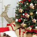 Syhood 18 Pcs Christian Christmas Ornaments Jesus Loves You Christian Double Sided Religious Ceramic Bible Verse Ornament for Christmas Tree Star Shaped Religious Xmas Church Home Decor for Mom Women