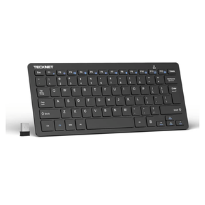TECKNET 2.4G Wireless Keyboard - Mini Compact Keyboard with Media Hotkeys, 12-Month Battery Life, Compatible with PC, Desktop, Laptop, Smart TV - Black