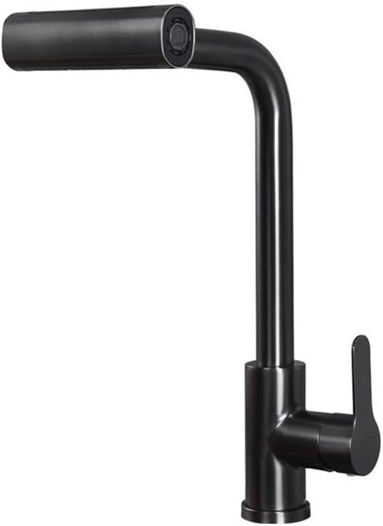 Sleek Stainless Steel Kitchen Faucet with 360 Swivel Spray Head - for Sink Mounted Hot and Cold Water Mixers, Swivels to Four Spray Modes