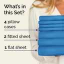 Split King 7 Piece Sheet Set - Comfy, Breathable & Cooling - Soft Hotel Luxury Bedding for Women, Men, Kids, Teens & Children - 1 Flat & 2 Fitted Sheets & 4 Pillowcases w/ Deep Pockets - Denim Blue